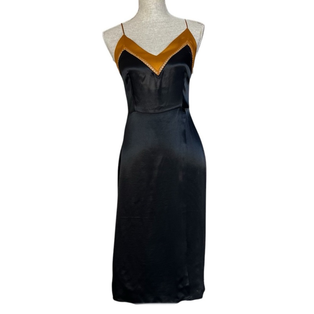Scotch & Soda Satin Slip Dress Black Gold XS - Picture 3 of 17